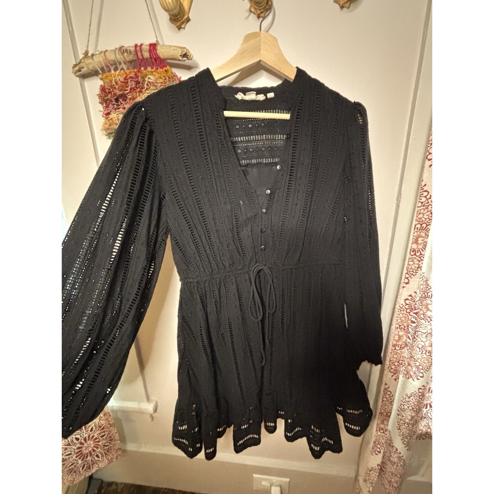 Anthropologie Forever That Girl White Prairie Gypsie Eyelet Mini Dress Sz Small